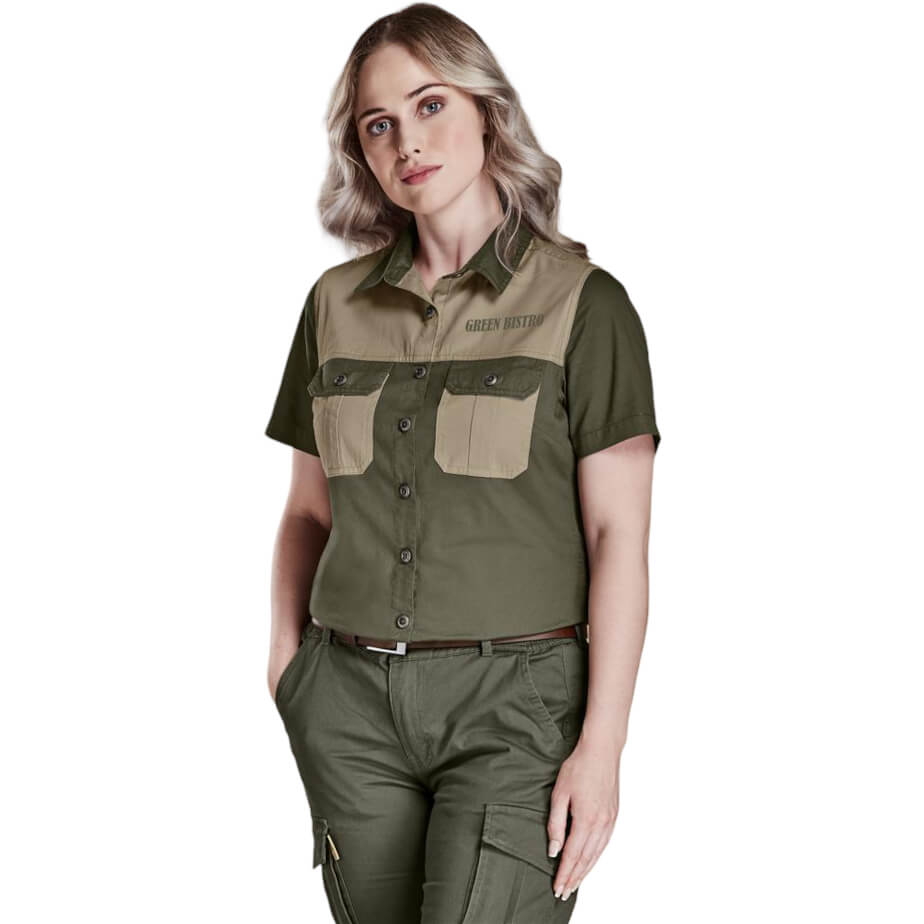 Ladies Short Sleeve Serengeti 2-Tone Bush Shirt image